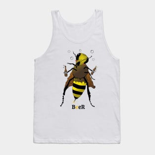 Drunk Bee holding Beer Bottles Tank Top